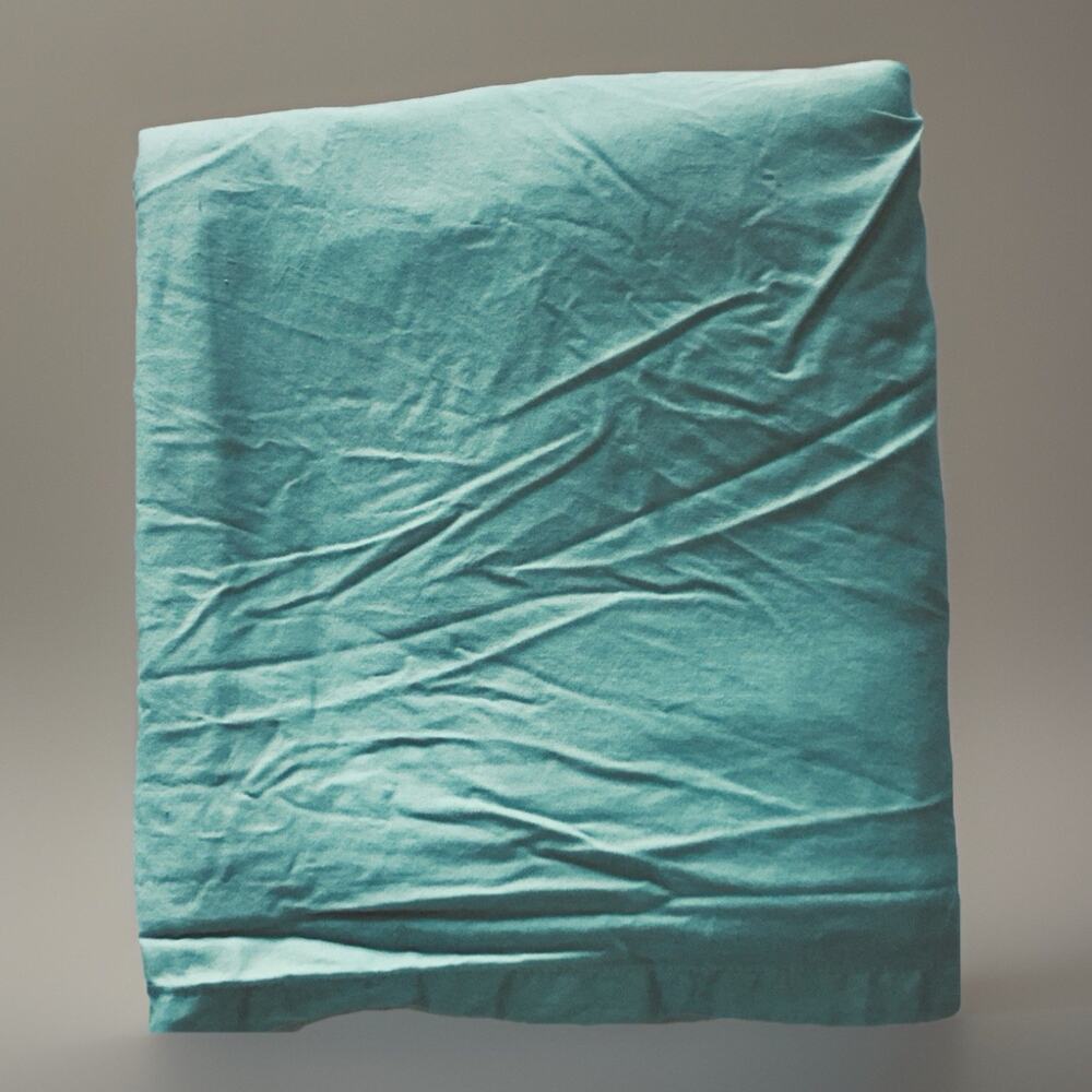 IKEA Gaspa Polished Cotton Turquoise Blue Twin Flat Sheet 74"x95"
